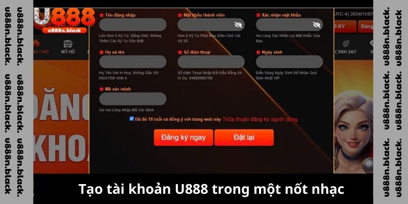 Tạo tài khoản U888 trong một nốt nhạc